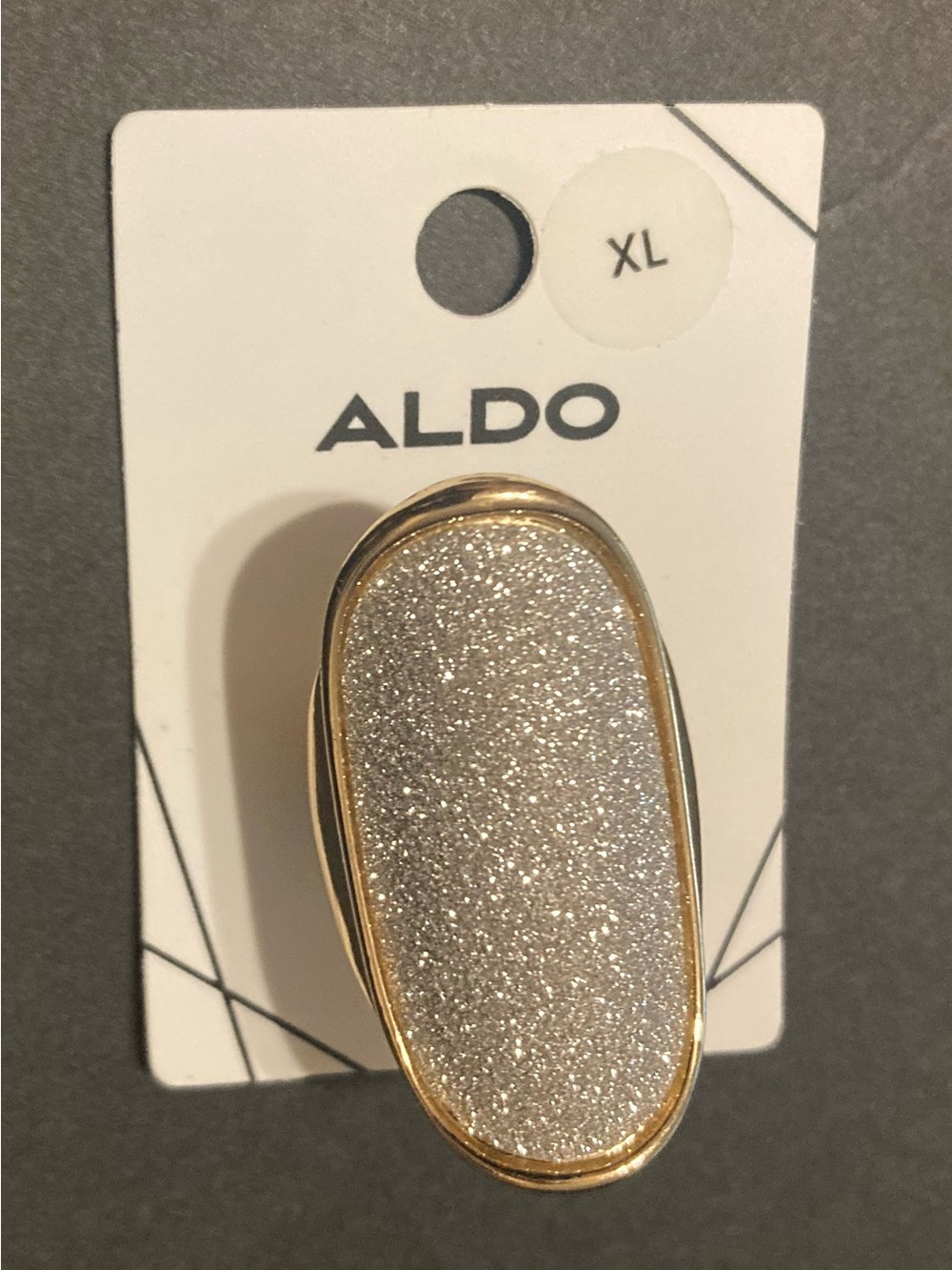 ALDO Gold-Tone Ring with Silver Glitter Oval Top